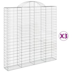 vidaXL kaarekujulised gabioonkorvid 3 tk, 200x30x200/220 cm, raud hind ja info | Aiad ja tarvikud | kaup24.ee