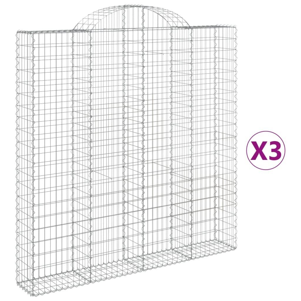 vidaXL kaarekujulised gabioonkorvid 3 tk, 200x30x200/220 cm, raud цена и информация | Aiad ja tarvikud | kaup24.ee