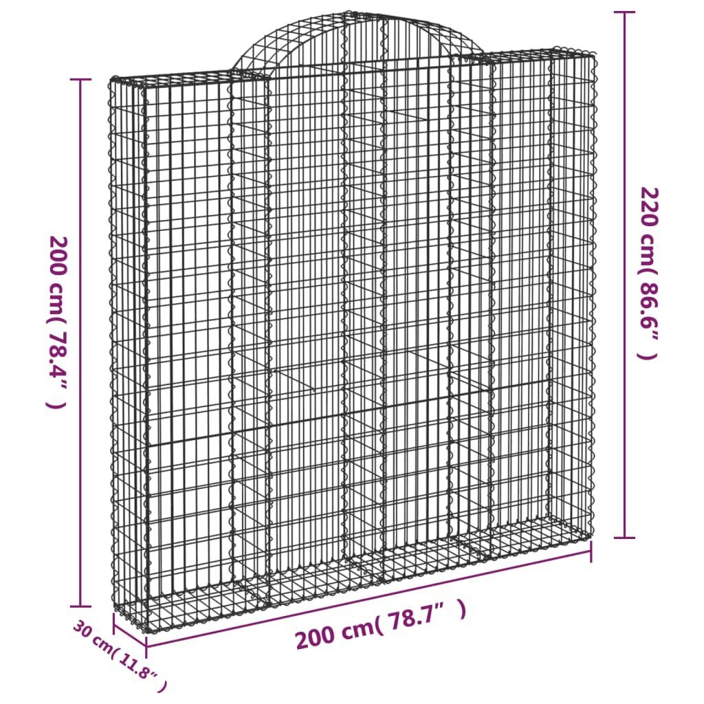 vidaXL kaarekujulised gabioonkorvid 3 tk, 200x30x200/220 cm, raud цена и информация | Aiad ja tarvikud | kaup24.ee