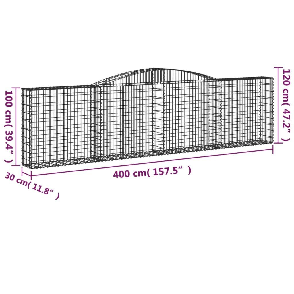 vidaXL kaarekujulised gabioonkorvid 7 tk, 400x30x100/120 cm, raud цена и информация | Aiad ja tarvikud | kaup24.ee