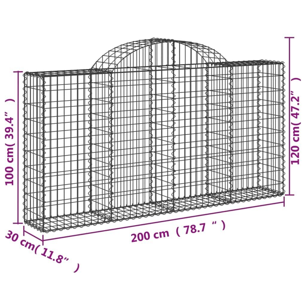 vidaXL kaarekujulised gabioonkorvid 15 tk, 200x30x100/120 cm, raud hind ja info | Aiad ja tarvikud | kaup24.ee