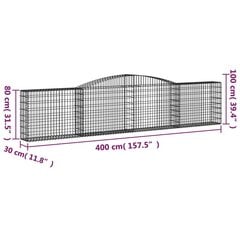 vidaXL kaarekujulised gabioonkorvid 6 tk, 400x30x80/100 cm, raud hind ja info | Aiad ja tarvikud | kaup24.ee
