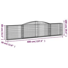 vidaXL kaarekujulised gabioonkorvid 6 tk, 400x30x80/100 cm, raud цена и информация | Заборы и принадлежности к ним | kaup24.ee