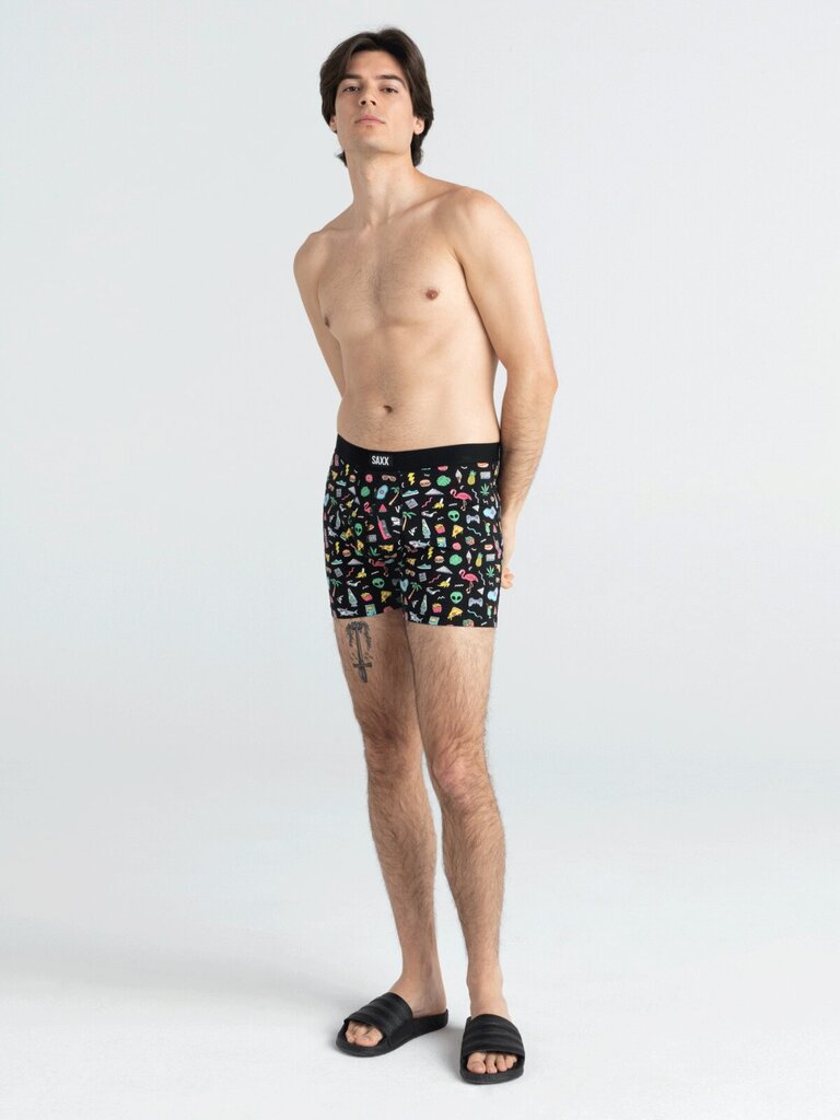 Meeste bokserid, Saxx Daytripper Boxer Brief Fly, Must - Fun Bits 66743-601 цена и информация | Meeste aluspesu | kaup24.ee