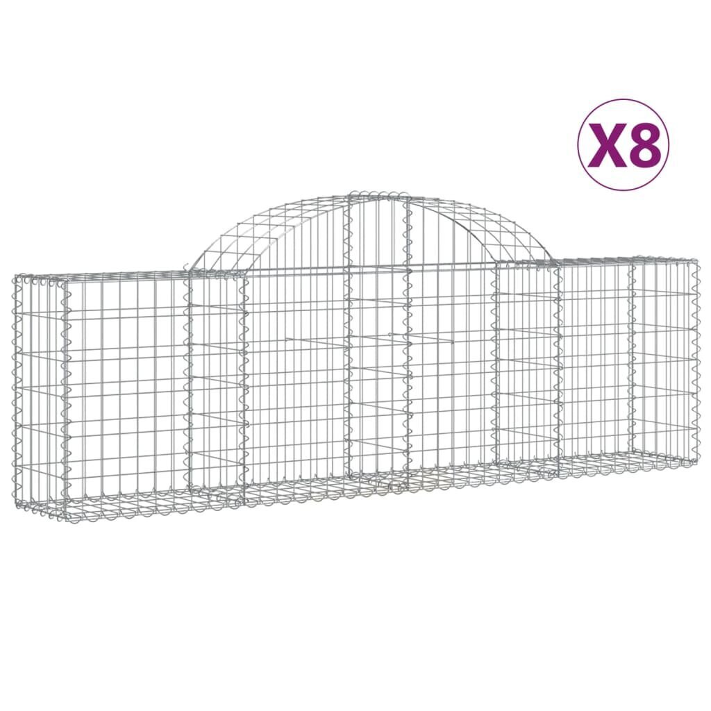 vidaXL kaarekujulised gabioonkorvid 8 tk, 200x30x60/80 cm, raud hind ja info | Aiad ja tarvikud | kaup24.ee