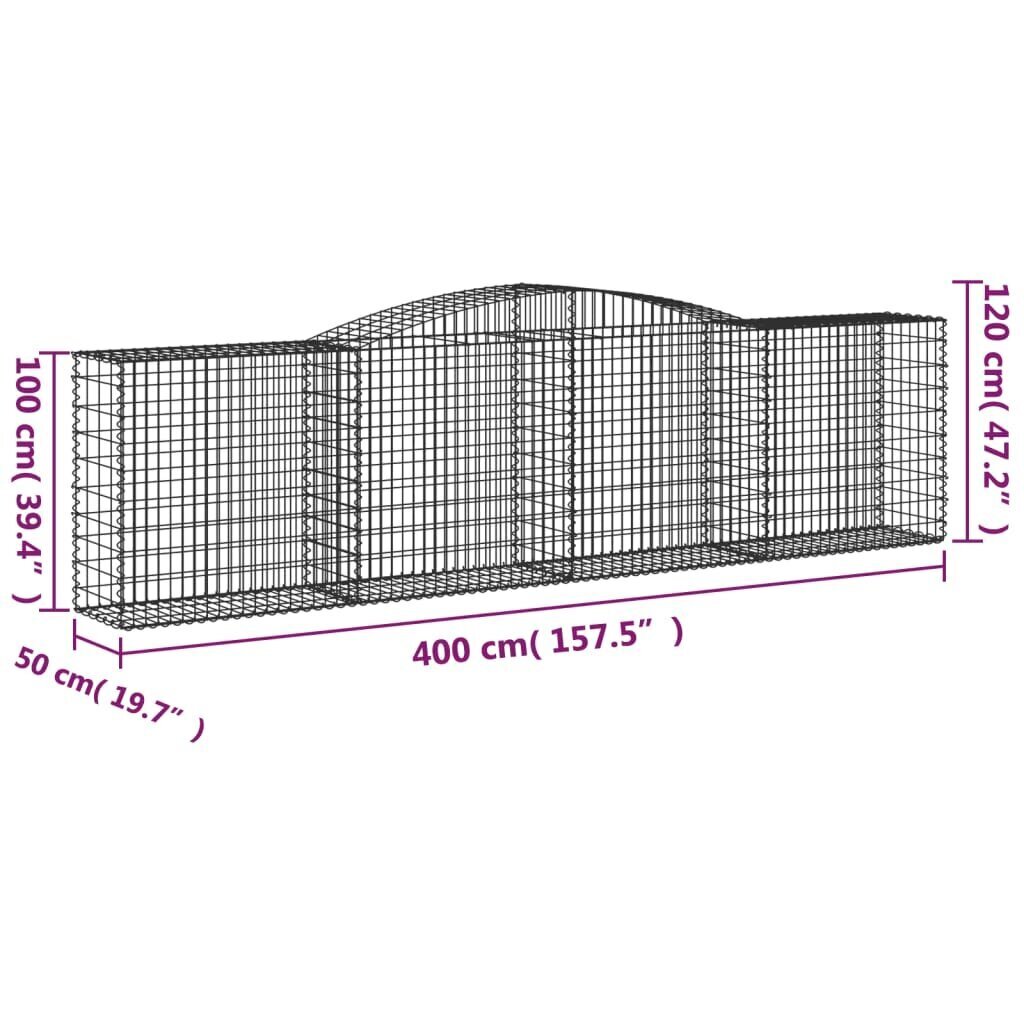 vidaXL kaarekujulised gabioonkorvid 15 tk, 400x50x100/120 cm, raud hind ja info | Aiad ja tarvikud | kaup24.ee