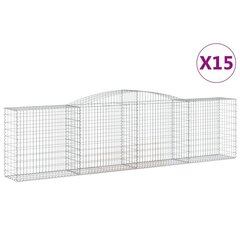 vidaXL kaarekujulised gabioonkorvid 15 tk, 400x50x100/120 cm, raud цена и информация | Заборы и принадлежности к ним | kaup24.ee