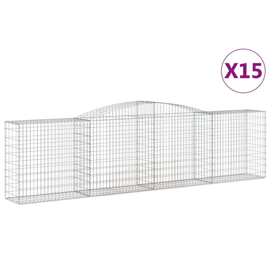 vidaXL kaarekujulised gabioonkorvid 15 tk, 400x50x100/120 cm, raud hind ja info | Aiad ja tarvikud | kaup24.ee