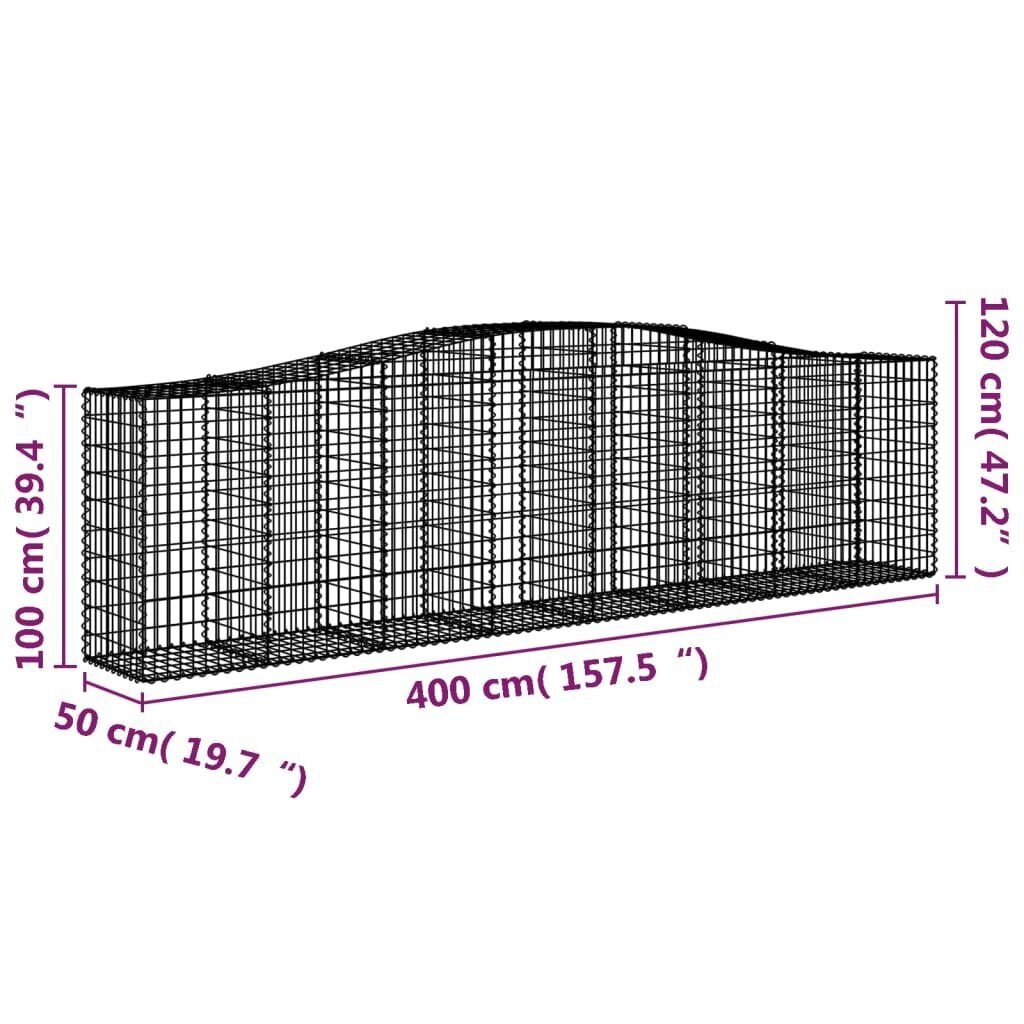 vidaXL kaarekujulised gabioonkorvid 20 tk, 400x50x100/120 cm, raud цена и информация | Aiad ja tarvikud | kaup24.ee