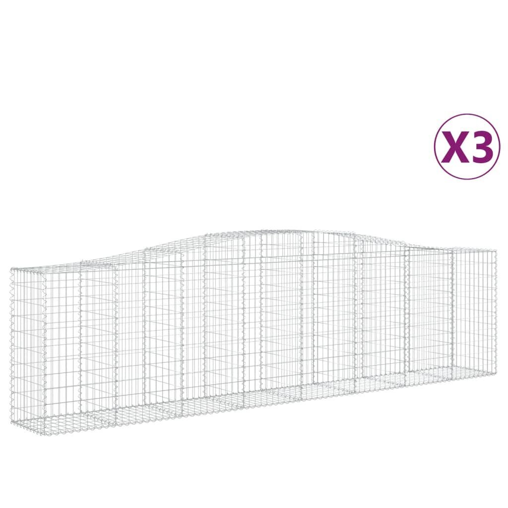 vidaXL kaarekujulised gabioonkorvid 3 tk, 400x50x100/120 cm, raud hind ja info | Aiad ja tarvikud | kaup24.ee