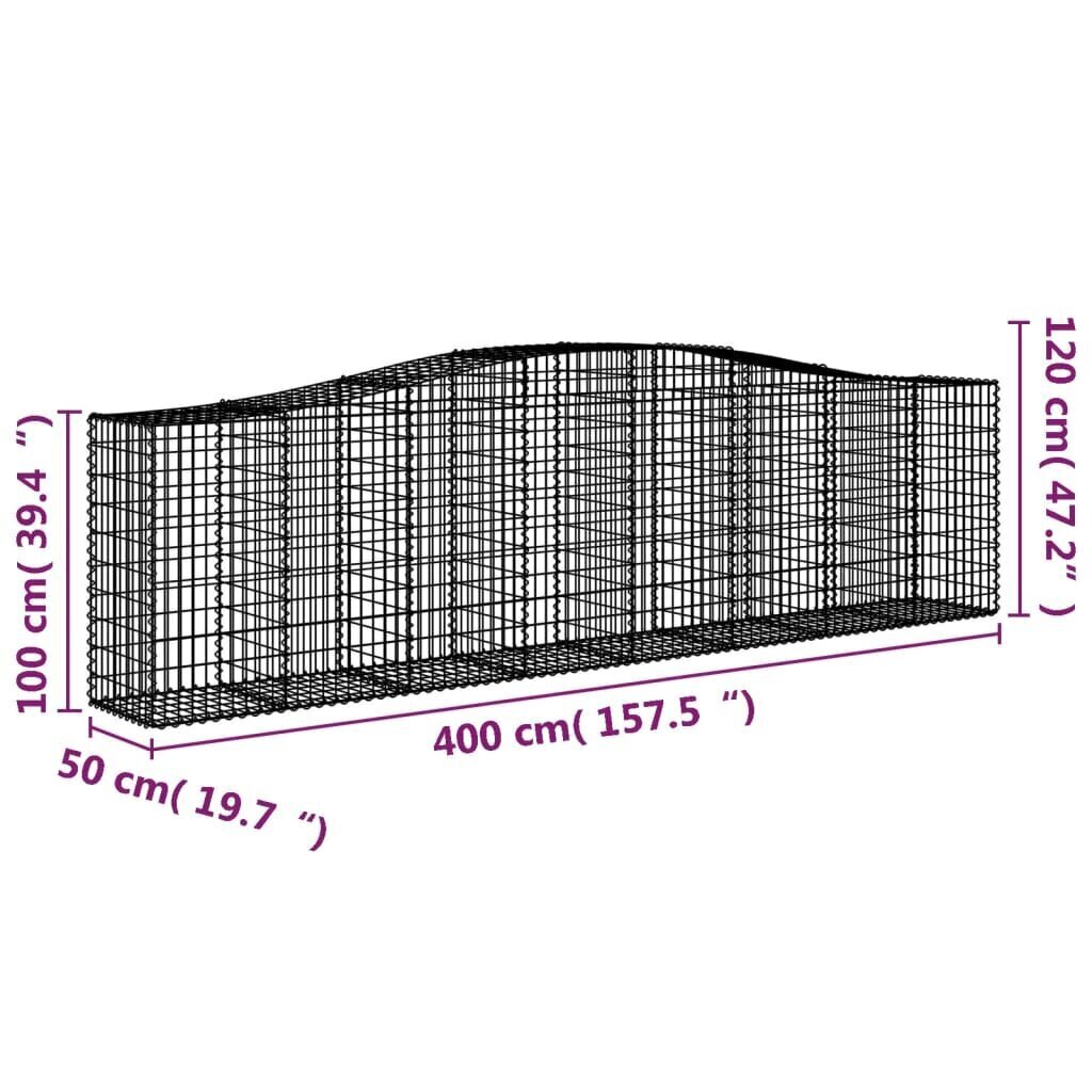 vidaXL kaarekujulised gabioonkorvid 2 tk, 400x50x100/120 cm, raud цена и информация | Aiad ja tarvikud | kaup24.ee