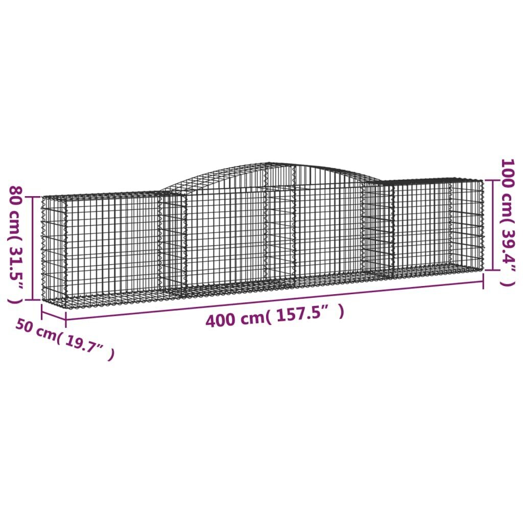 vidaXL kaarekujulised gabioonkorvid 20 tk, 400x50x80/100 cm, raud hind ja info | Aiad ja tarvikud | kaup24.ee