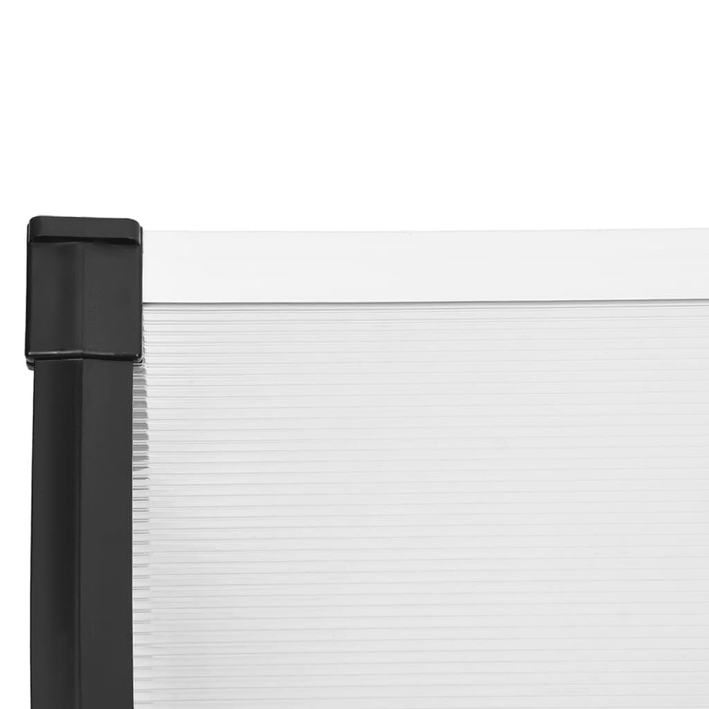vidaXL ukse varikatus, must ja läbipaistev, 297,5x90 cm, polükarbonaat hind ja info | Päikesevarjud, markiisid ja alused | kaup24.ee