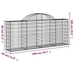 vidaXL kaarekujulised gabioonkorvid 30 tk, 200x30x80/100 cm, raud hind ja info | Aiad ja tarvikud | kaup24.ee