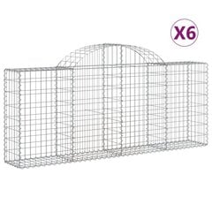 vidaXL kaarekujulised gabioonkorvid 6 tk, 200x30x80/100 cm, raud цена и информация | Заборы и принадлежности к ним | kaup24.ee