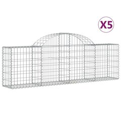 vidaXL kaarekujulised gabioonkorvid 5 tk, 200x30x60/80 cm, raud цена и информация | Заборы и принадлежности к ним | kaup24.ee