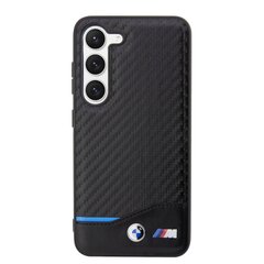 BMW M PU Carbon Blue Line Case for Samsung Galaxy S23+ Black цена и информация | Чехлы для телефонов | kaup24.ee