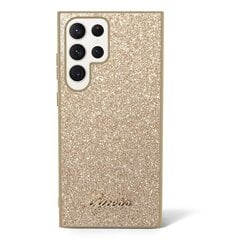 Guess PC|TPU Glitter Flakes Metal Logo Case for Samsung Galaxy S23 Ultra Gold цена и информация | Чехлы для телефонов | kaup24.ee