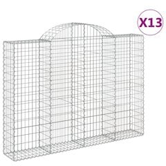 vidaXL kaarekujulised gabioonkorvid 13 tk, 200x30x140/160 cm, raud цена и информация | Заборы и принадлежности к ним | kaup24.ee