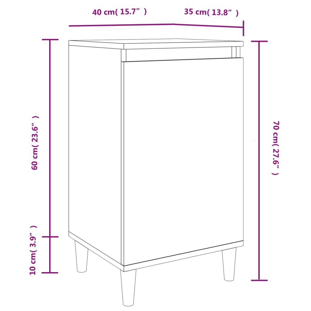 vidaXL öökapid 2 tk, pruun tamm, 40x35x70 cm, tehispuit цена и информация | Öökapid | kaup24.ee