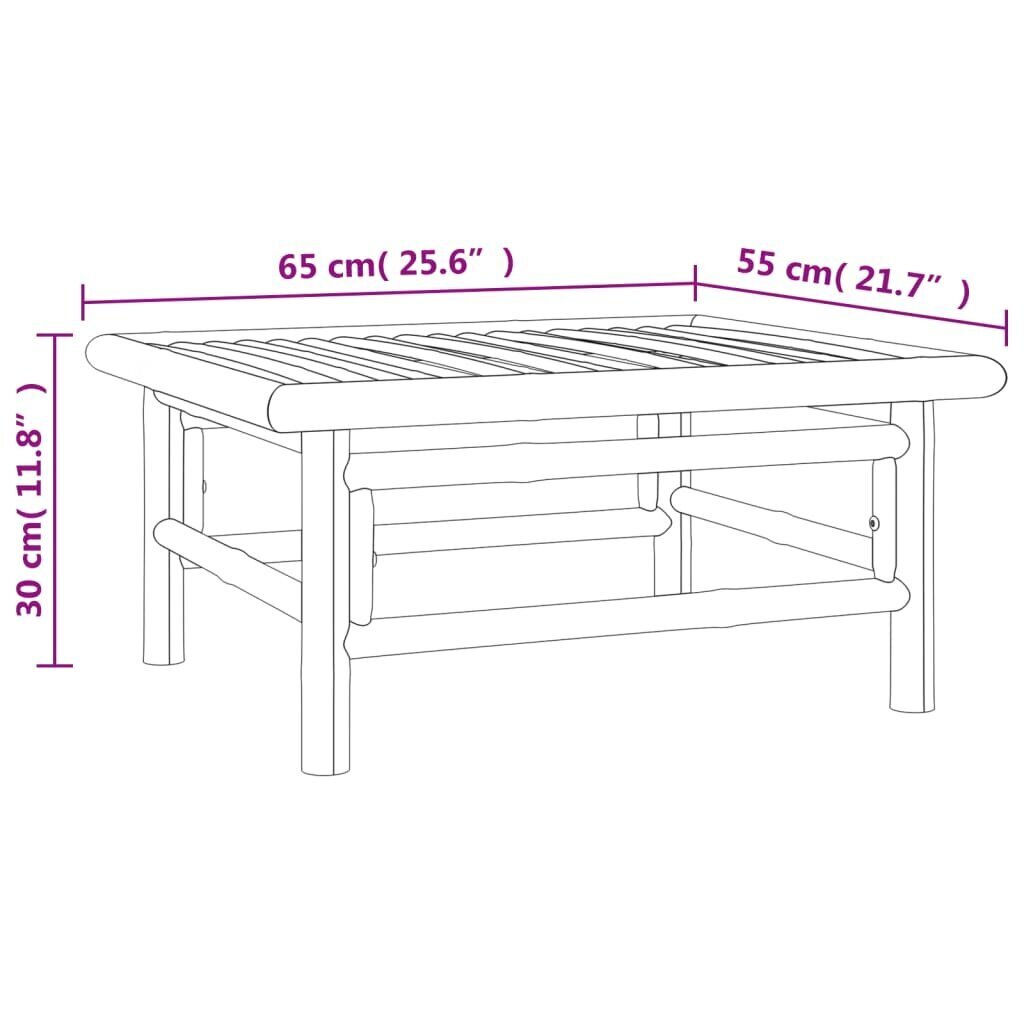 vidaXL aialaud, 65 x 55 x 30 cm, bambus hind ja info | Aialauad | kaup24.ee