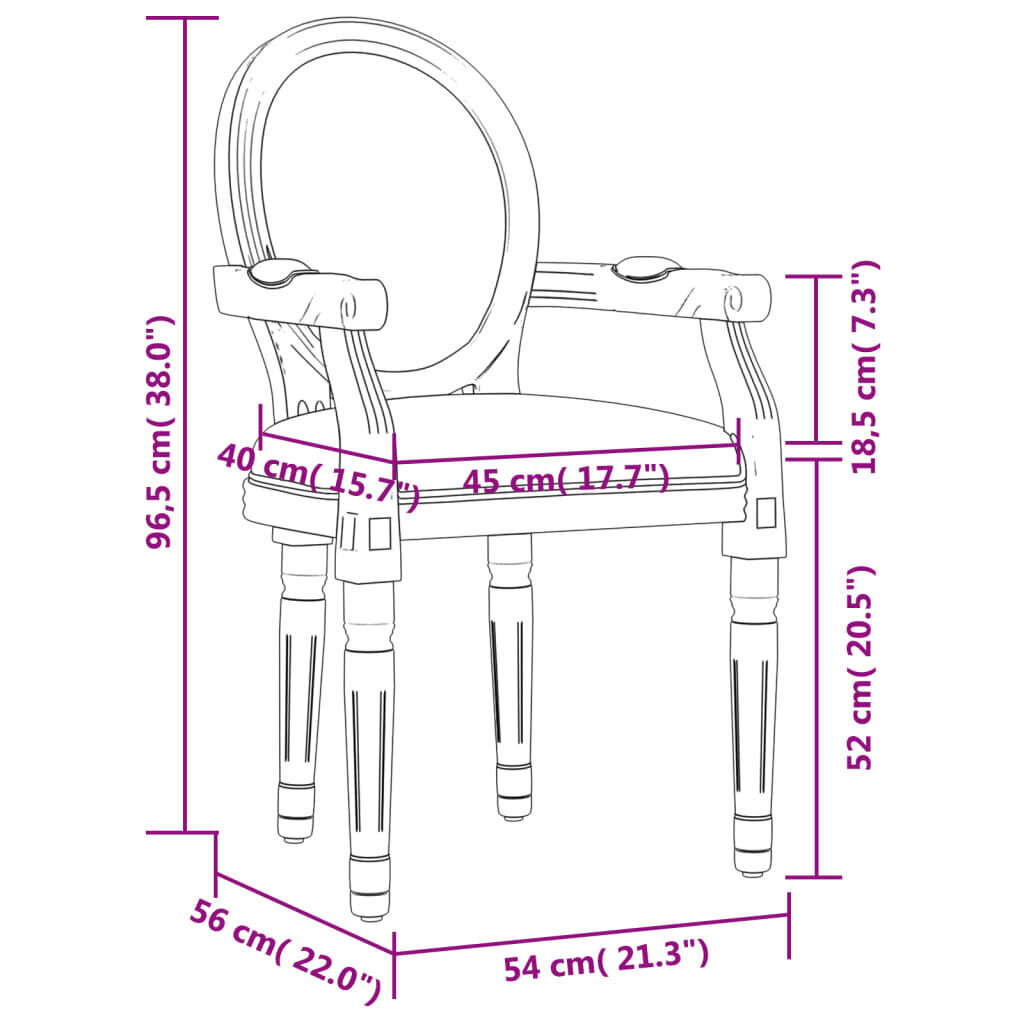 vidaXL söögitool, helehall, 54 x 56 x 96,5 cm, samet hind ja info | Söögitoolid, baaritoolid | kaup24.ee