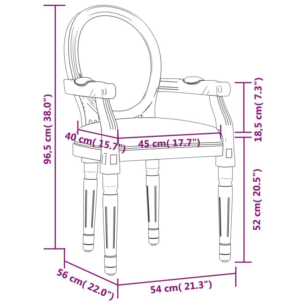 vidaXL söögitool, tumehall, 54x56x96,5 cm, samet hind ja info | Söögitoolid, baaritoolid | kaup24.ee