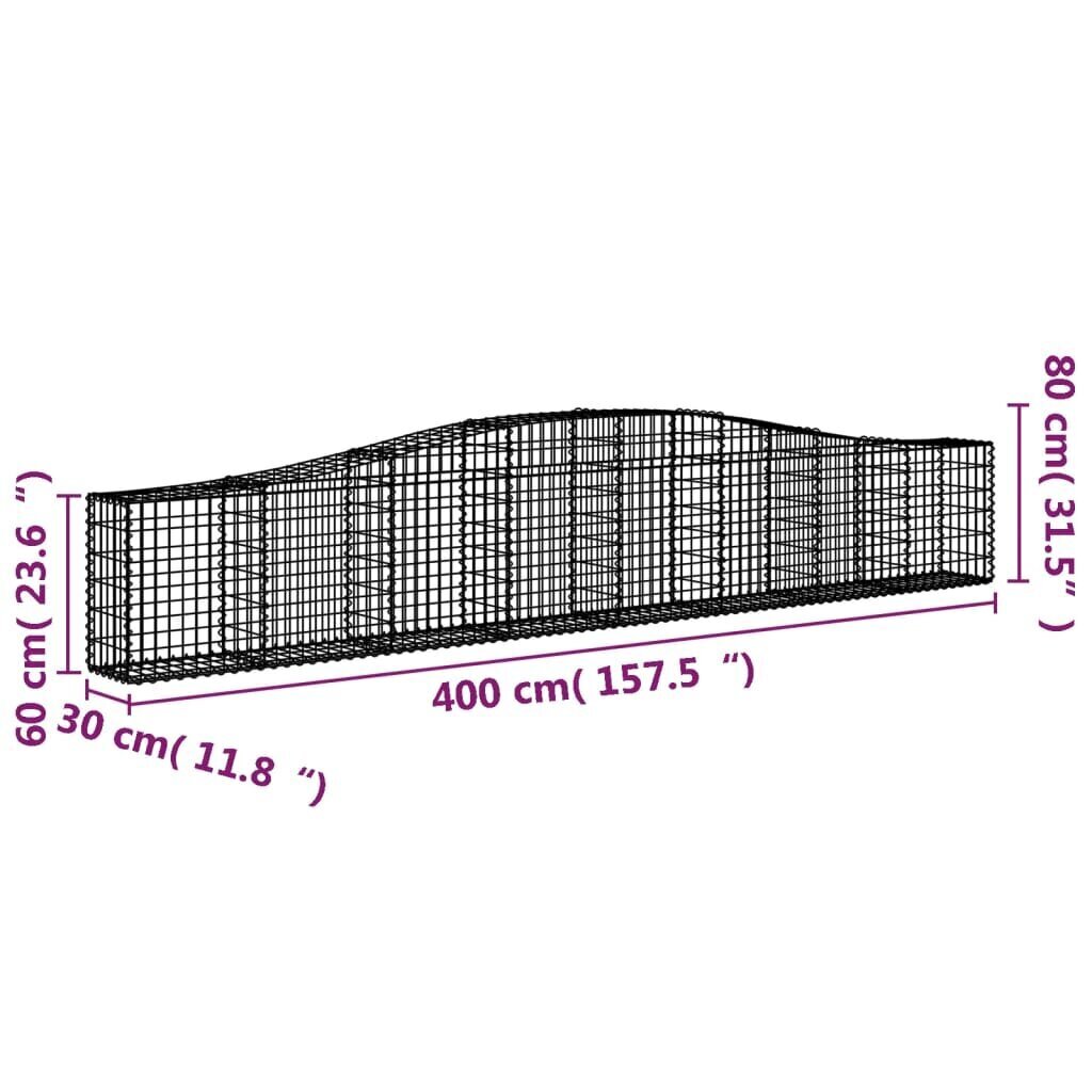 vidaXL kaarekujulised gabioonkorvid 25 tk, 400x30x60/80 cm, raud hind ja info | Aiad ja tarvikud | kaup24.ee