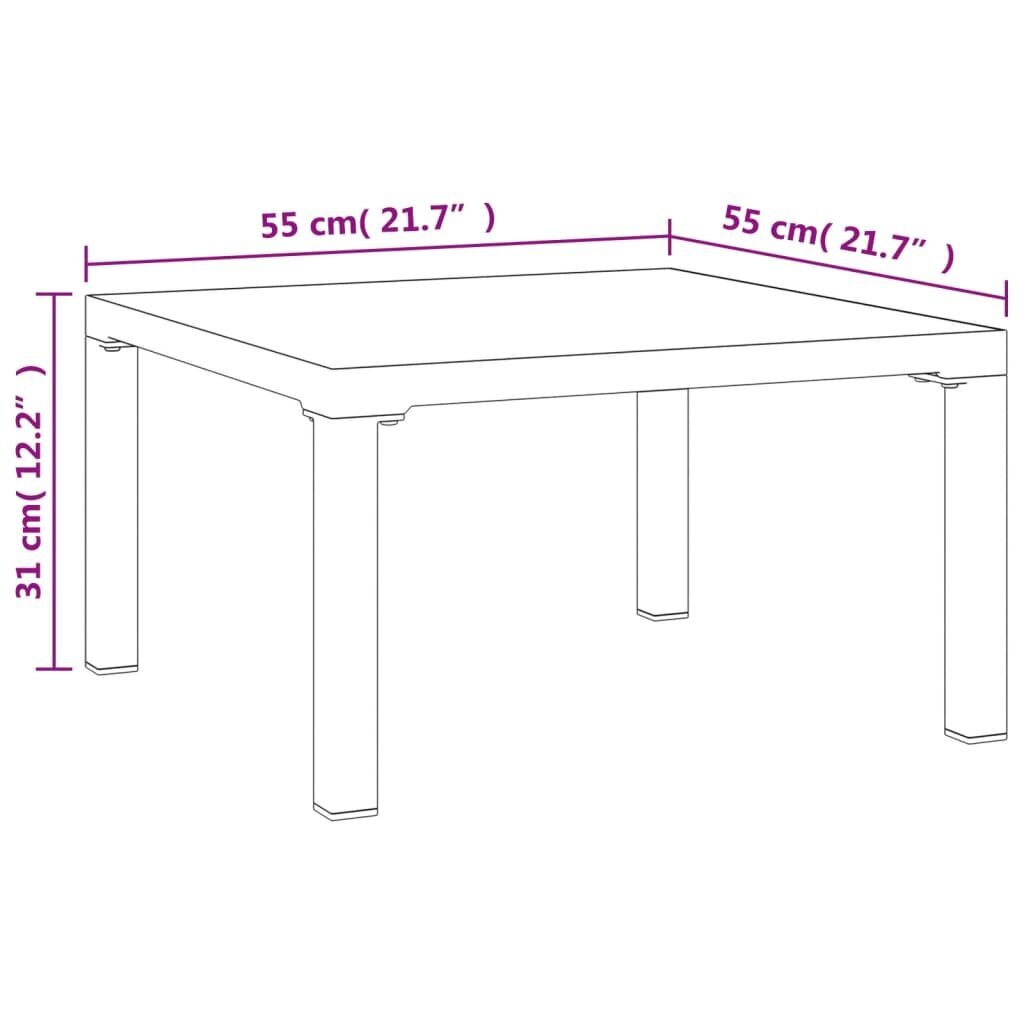 vidaXL aia kohvilaud, hall, 55 x 55 x 31 cm, DPC ja teras цена и информация | Aialauad | kaup24.ee