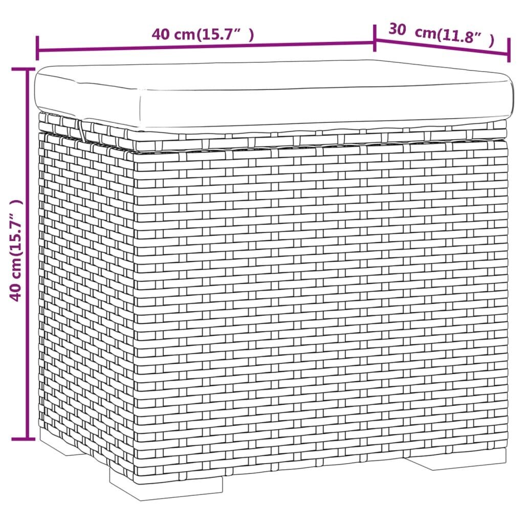 vidaXL tumbad padjaga, 2 tk, pruun, 40 x 30 x 40 cm, polürotang hind ja info | Aiamööbli komplektid | kaup24.ee