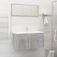 vidaXL 2-osaline vannitoamööblikomplekt, hall Sonoma tamm, tehispuit hind ja info | Vannitoa komplektid | kaup24.ee