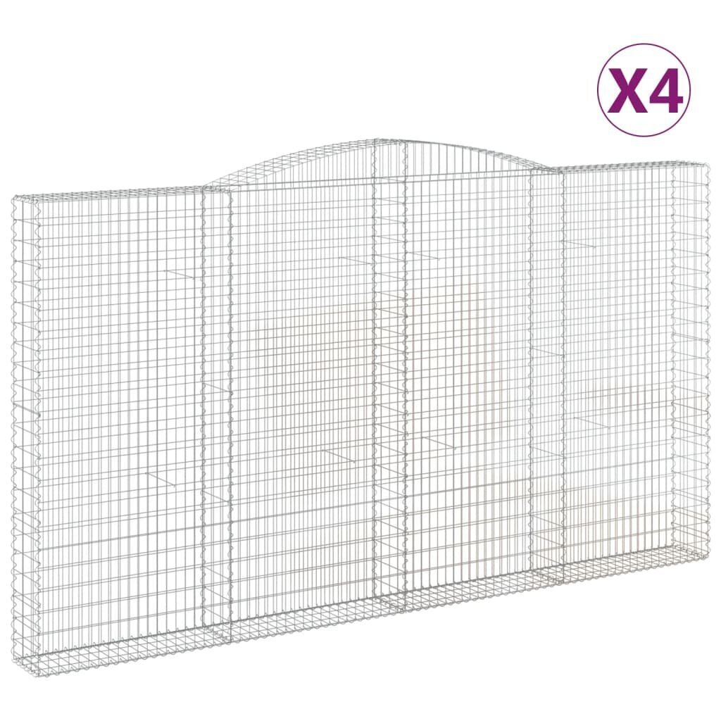 vidaXL kaarekujulised gabioonkorvid 4 tk, 400x30x220/240 cm, raud цена и информация | Aiad ja tarvikud | kaup24.ee