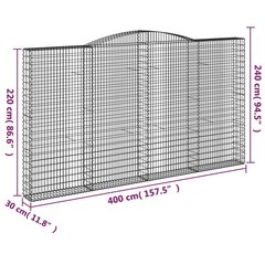 vidaXL kaarekujulised gabioonkorvid 4 tk, 400x30x220/240 cm, raud hind ja info | Aiad ja tarvikud | kaup24.ee