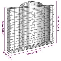 vidaXL kaarekujulised gabioonkorvid 7 tk, 200x30x160/180 cm, raud hind ja info | Aiad ja tarvikud | kaup24.ee