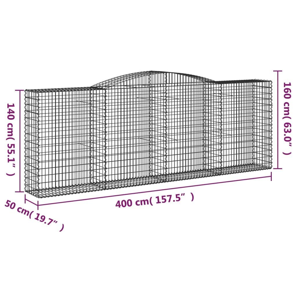 vidaXL kaarekujulised gabioonkorvid 7 tk, 400x50x140/160 cm, raud hind ja info | Aiad ja tarvikud | kaup24.ee