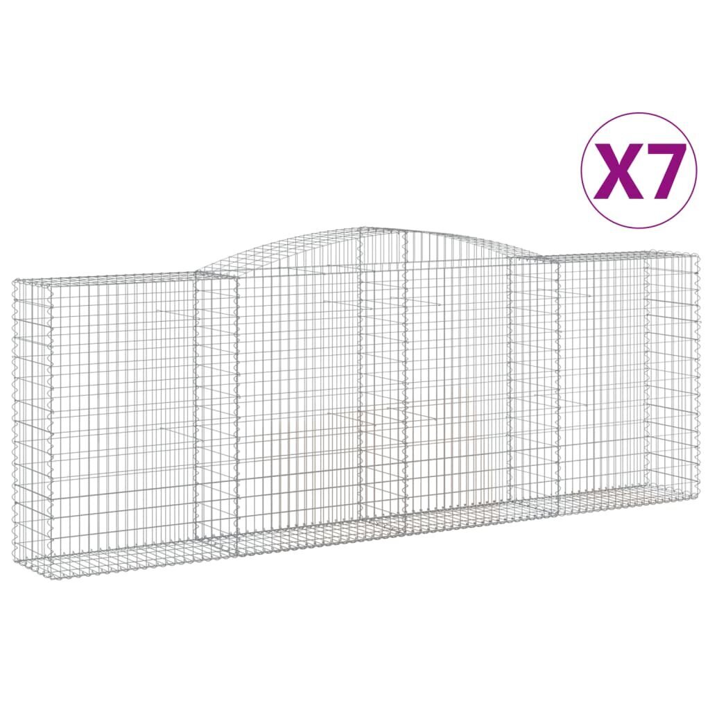 vidaXL kaarekujulised gabioonkorvid 7 tk, 400x50x140/160 cm, raud hind ja info | Aiad ja tarvikud | kaup24.ee