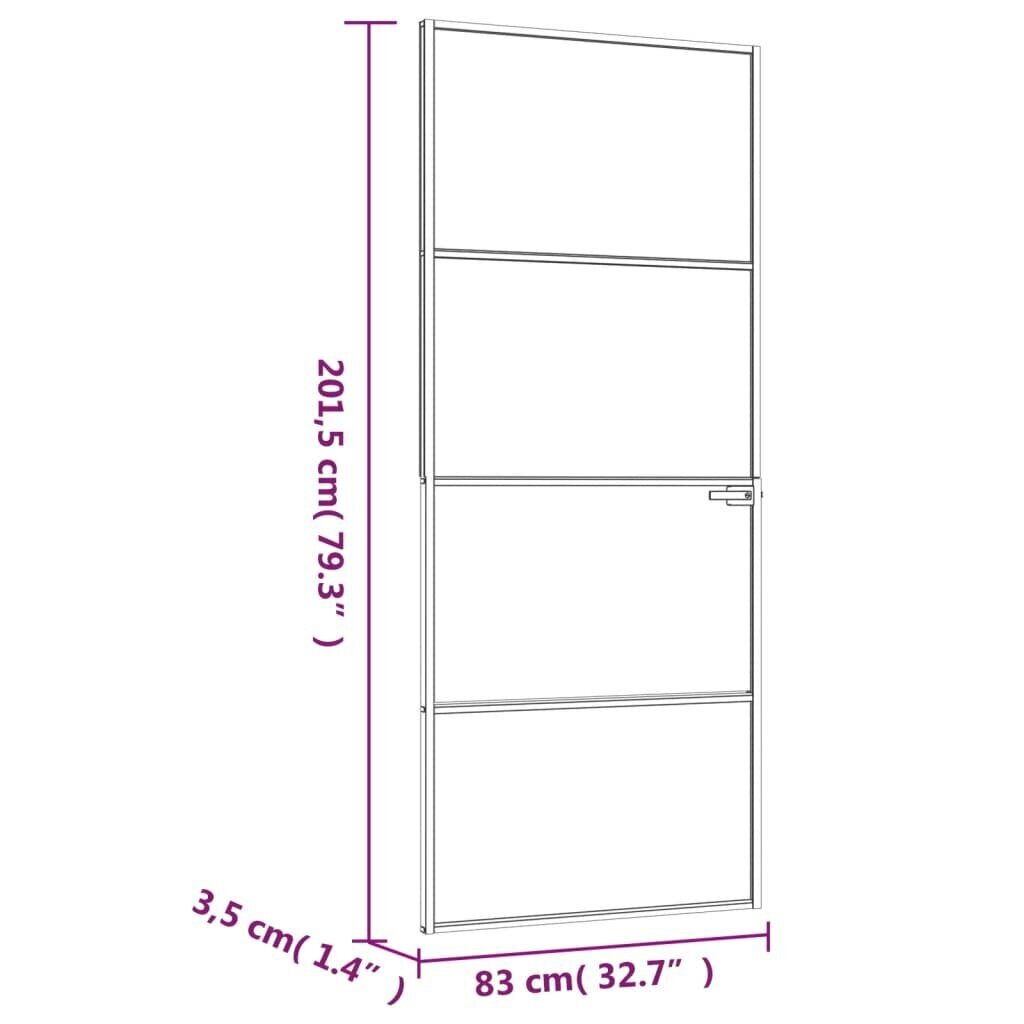 vidaXL siseuks, valge, 83x201,5 cm, karastatud klaas/alumiinium, õhuke цена и информация | Siseuksed | kaup24.ee