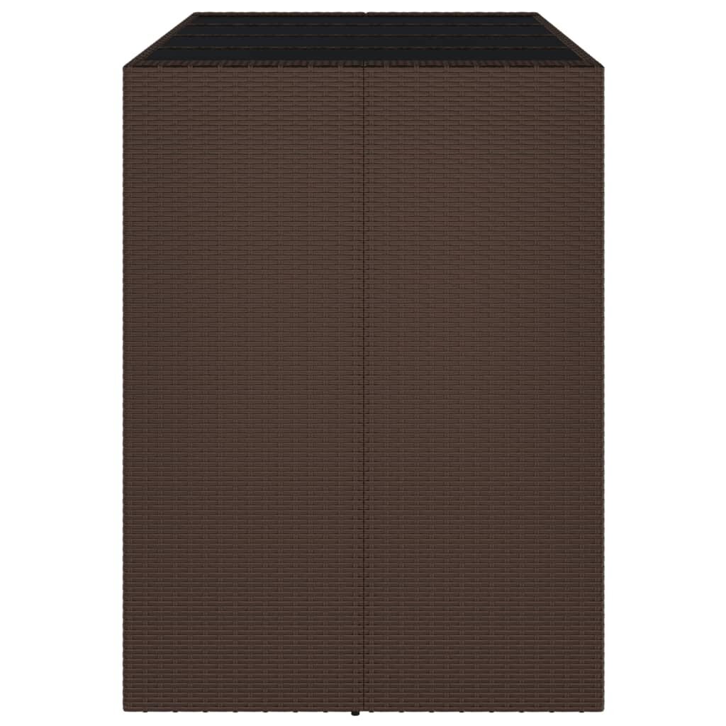 vidaXL baarilaud klaasplaadiga, pruun, 145x80x110 cm, polürotang hind ja info | Aialauad | kaup24.ee