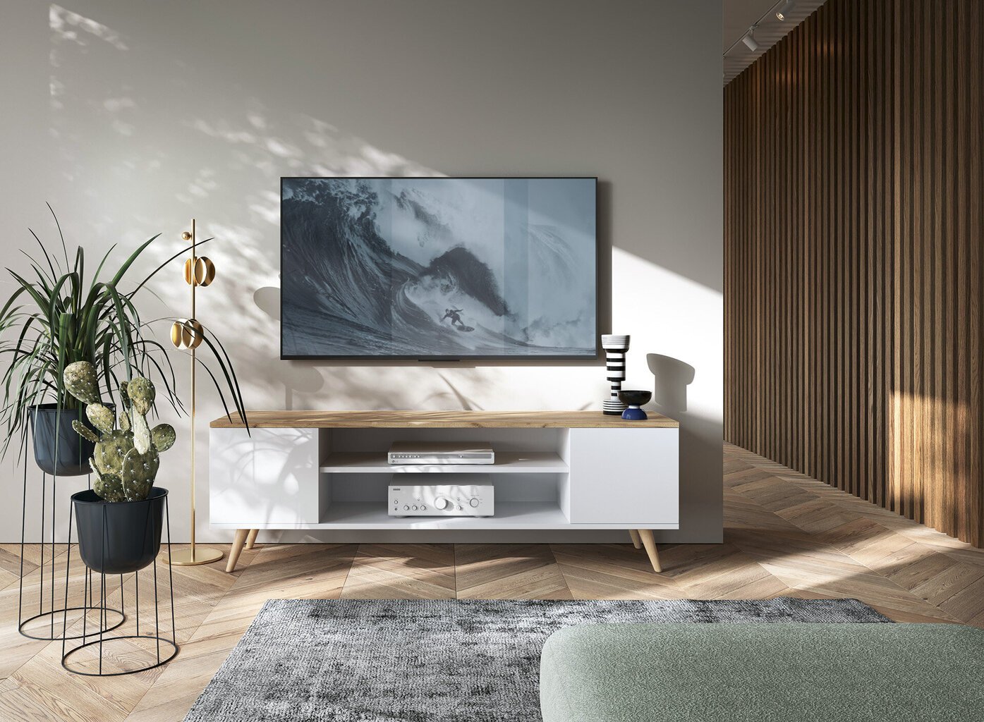 TV-laud ADRK Furniture Petra, valge цена и информация | TV alused | kaup24.ee