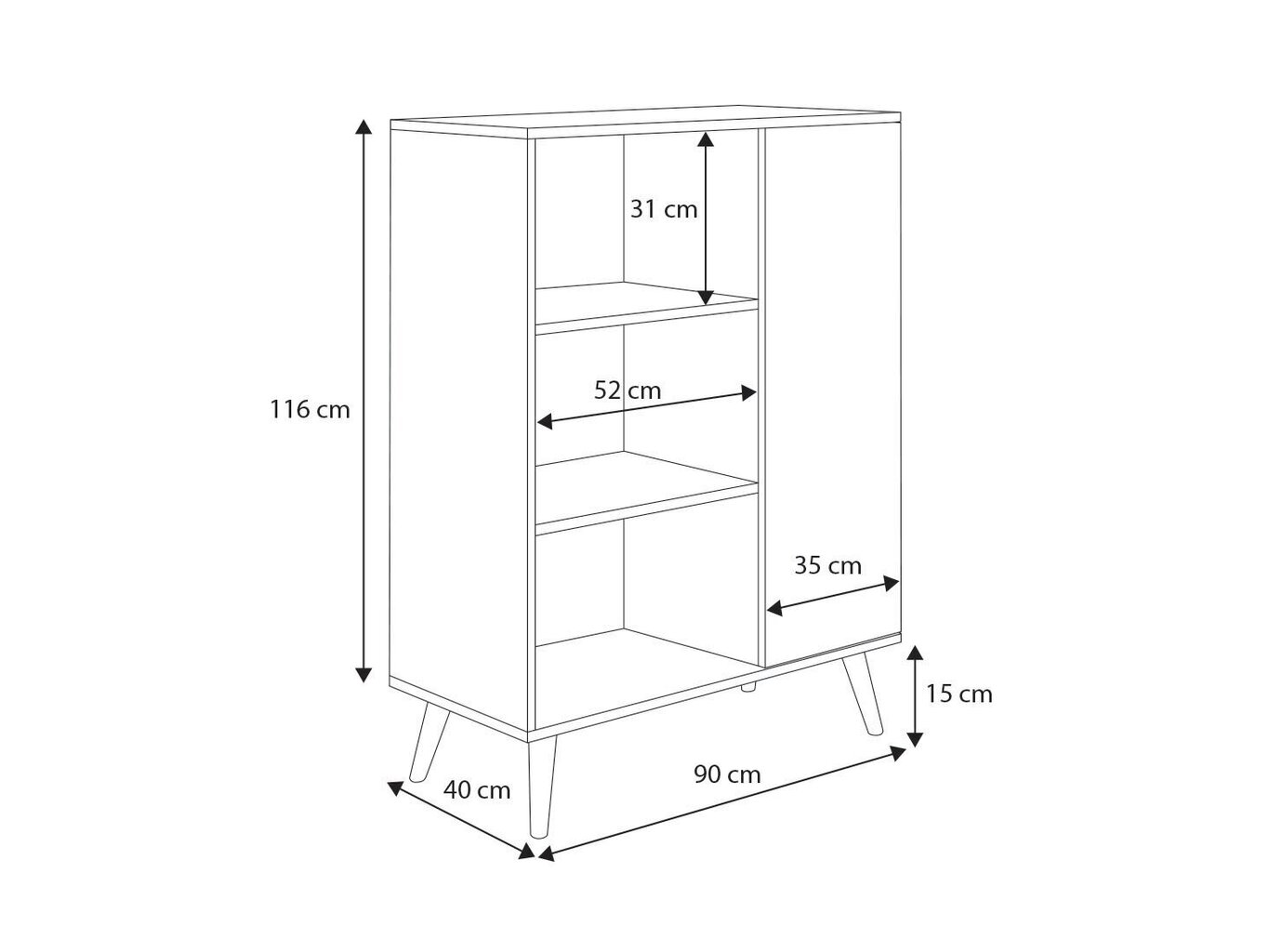 Kapp ADRK Furniture Fonzi, valge hind ja info | Elutoa väikesed kapid | kaup24.ee