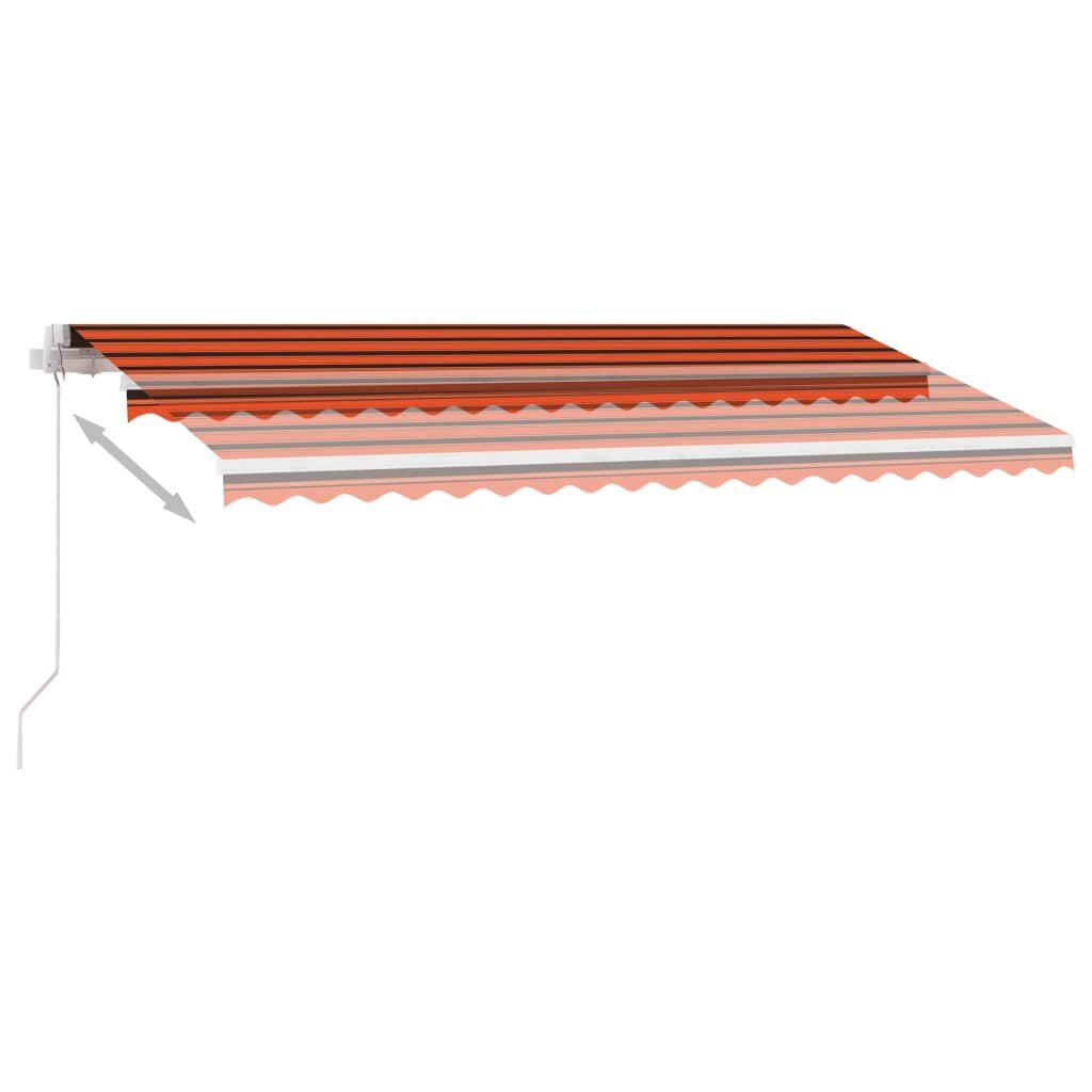 vidaXL käsitsi sissetõmmatav varikatus LEDiga, 400x350 cm, oranž/pruun hind ja info | Päikesevarjud, markiisid ja alused | kaup24.ee