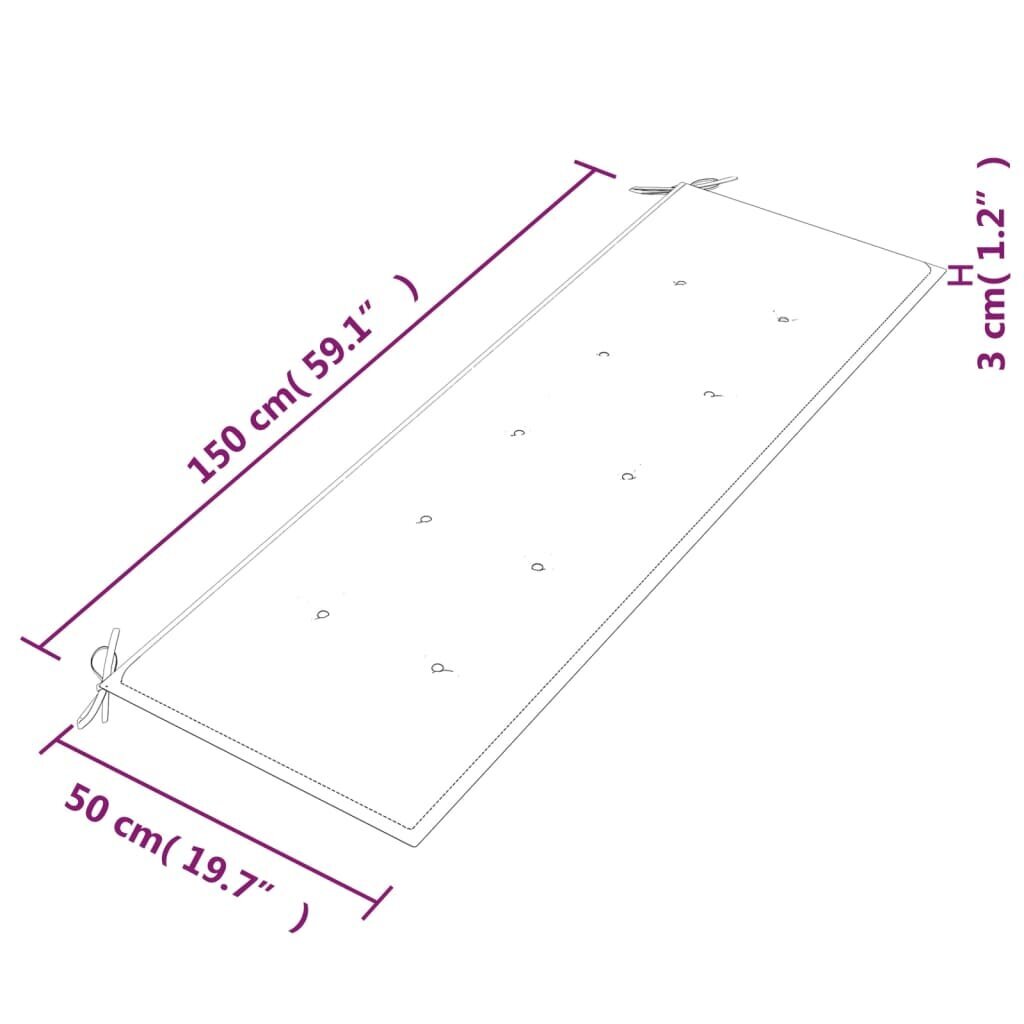 vidaXL Batavia pink rohelise padjaga, 150 cm, tiikpuu цена и информация | Aiapingid | kaup24.ee