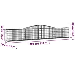 vidaXL kaarekujulised gabioonkorvid 5 tk, 400x50x60/80 cm, raud цена и информация | Заборы и принадлежности к ним | kaup24.ee