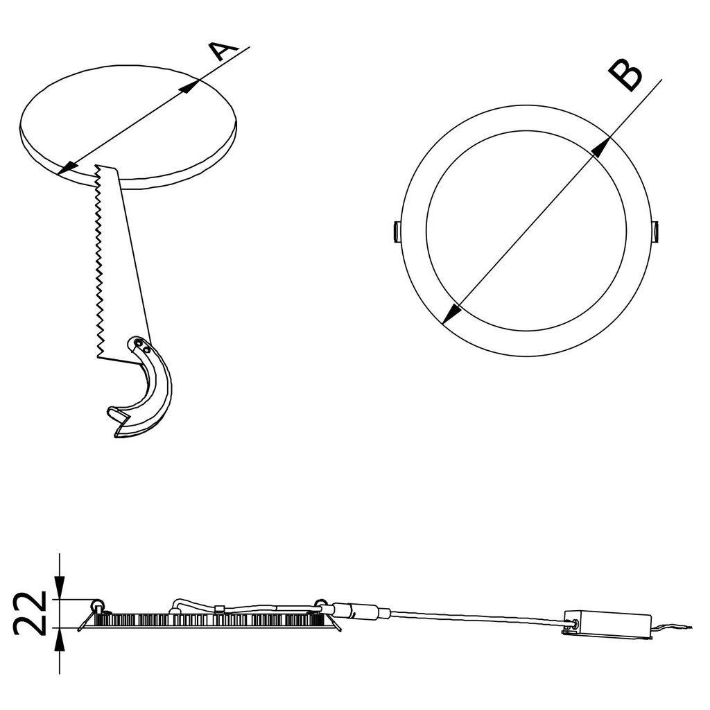 GTV LED lamp Oris Plus Ø225mm must, süvistatav 3000K, 1520lm LD-ORW19W-CBP-10 hind ja info | Süvistatavad ja LED valgustid | kaup24.ee