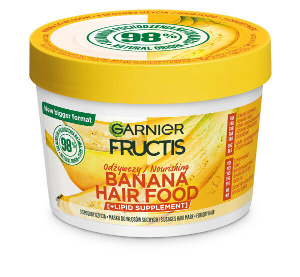 Toitev juuksemask Garnier Fructis Hair Food Banana, 400 ml цена и информация | Maskid, õlid, seerumid | kaup24.ee