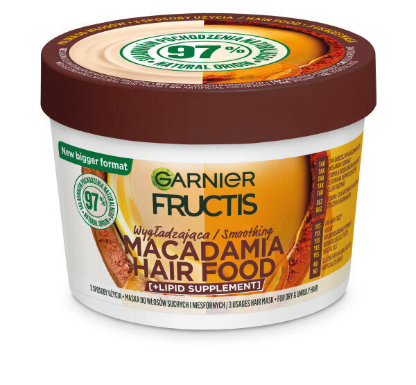 Tugevdav juuksemask Garnier Fructis Hair Food Macadamia, 400 ml hind ja info | Maskid, õlid, seerumid | kaup24.ee