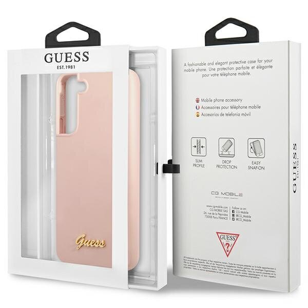 Guess GUHCS23MLSLMGPP S23+ S916 różowy|pink hardcase Silicone Script Metal Logo hind ja info | Telefoni kaaned, ümbrised | kaup24.ee