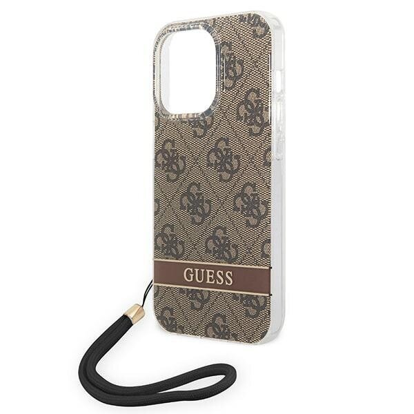 Guess GUOHCP14XH4STW iPhone 14 Pro Max 6,7" brązowy|brown hardcase 4G Print Strap цена и информация | Telefoni kaaned, ümbrised | kaup24.ee