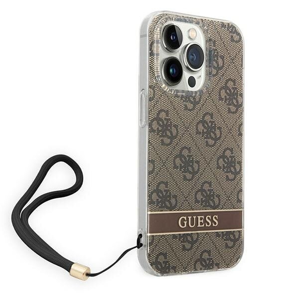 Guess GUOHCP14XH4STW iPhone 14 Pro Max 6,7" brązowy|brown hardcase 4G Print Strap цена и информация | Telefoni kaaned, ümbrised | kaup24.ee