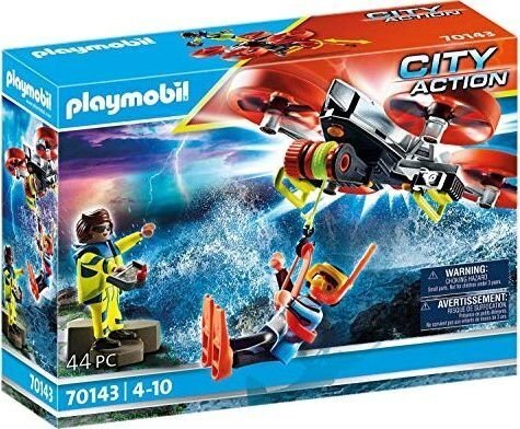 Playset Playmobil City Action Rescue Diver with Rescue Drone 70143 (44 pcs) цена и информация | Klotsid ja konstruktorid | kaup24.ee